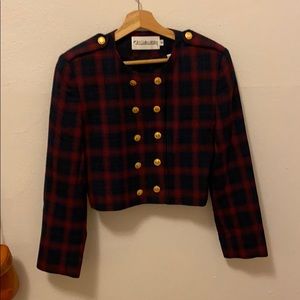 Vintage Red Plaid cropped blazer